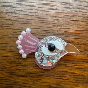 Acrylic Pink Peacock Brooch